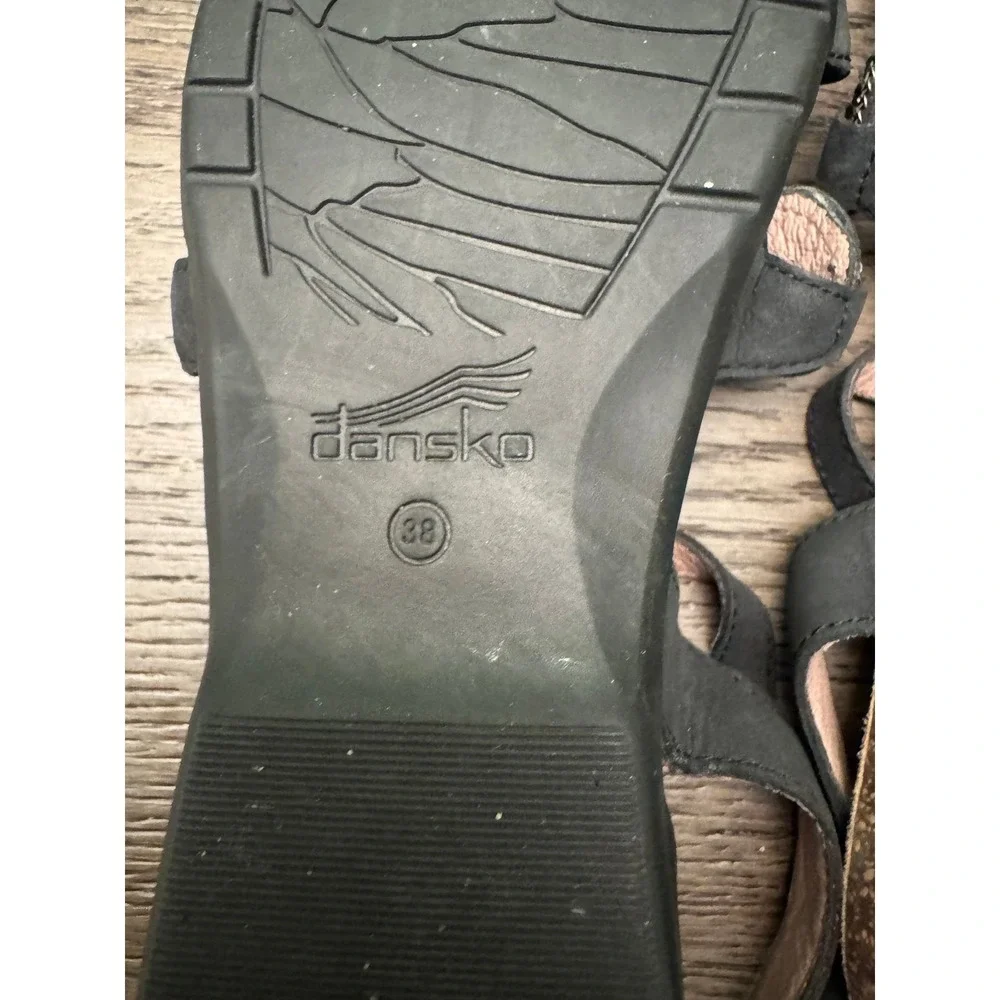 Dansko Reeta Beaded Sandals Black Sz 38 EU/ 7.5 US leather iridescent